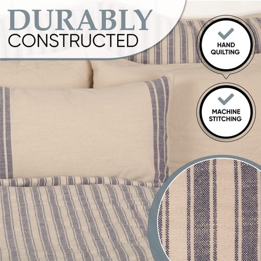 Colcha Piper Classics Market Place Blue Ticking Stripe California King - Imagen 4