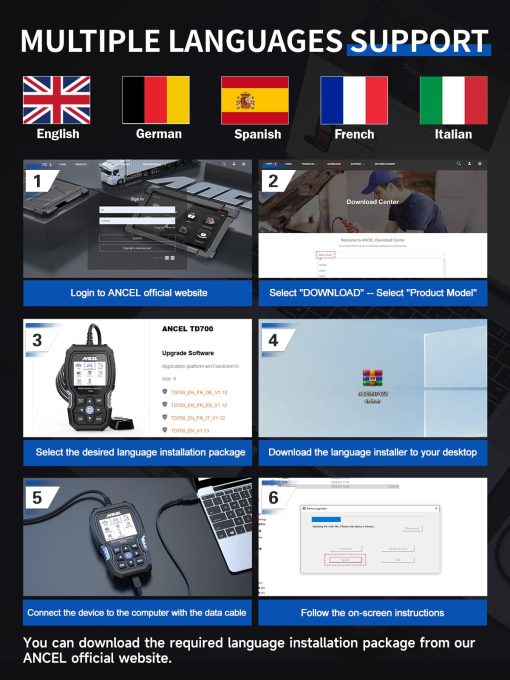 ANCEL TD700 Escaner OBD2 para Toyota Lexus Scion Herramienta de diagnostico de coche Todas las funciones Codigo de lector de sistema de transmision de temperatura de liquido de transmision TPMS Relearn ABS Disponible solo para algunos modelos - Imagen 8