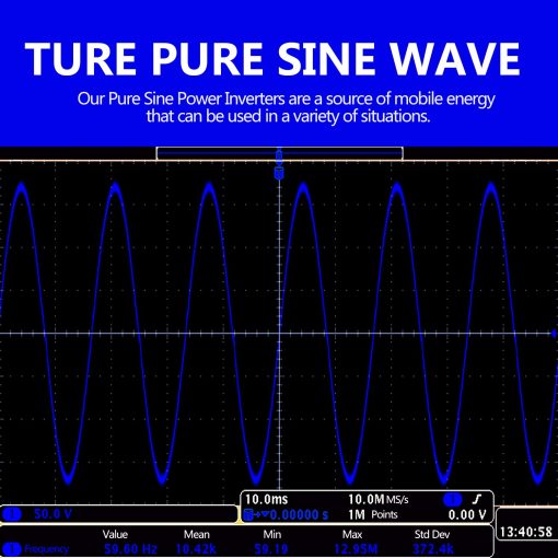 Inversor de corriente de onda sinusoidal pura de 3000 vatios 3000w 12V DC a 110V 120V AC ETL enumerado UL 458 con control remoto y LCD 4 salidas de CA Doble puerto USB 2.4A y 1 Bloque de terminal de CA por VOLTWORKS - Imagen 5