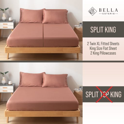 Juego de sabanas de lujo Bella Coterie Split King de bambu | Cultivado organicamente | Ultra suave | Refrescante para los que duermen con calor | Bolsillo profundo de 18" | Viscosa de bambu [Raisin] - Imagen 2