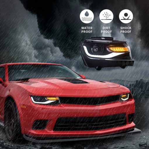 Faros LED del Proyector VLAND para Chevy Camaro 5ta Generacion 2014 2015 con Senal de Giro Secuencial (NO Incluye Bombillas, Lado del Conductor y Pasajero) - Imagen 7