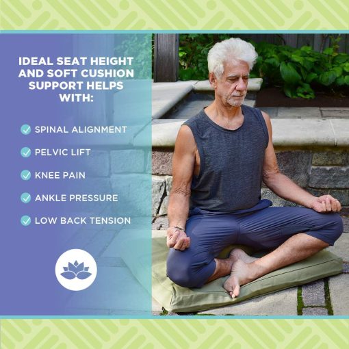 Juego de Meditacion ZAFU + ZABUTON de Bean - Almohada Ovalada ZAFU Rellena de Trigo Sarraceno + Almohadilla Grande ZABUTON Rellena de Algodon - Lona de Algodon Verde Bosque - Kit de Asiento Tradicional Tibetano de Zen Mindfulness - Hecho en EE. UU. - Imagen 4
