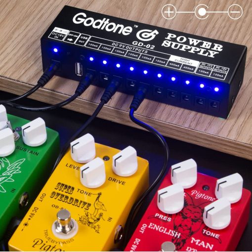Fuente de Alimentacion para Pedales de Guitarra 10 Salidas Aisladas DC para 9V/12V/18V, 100mA 400mA, con USB(5V2A) GD-02 - Imagen 4