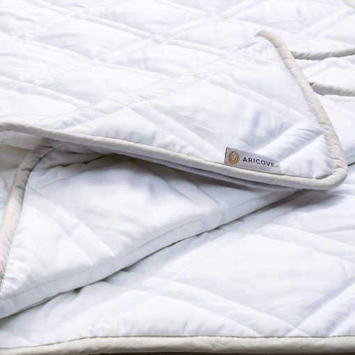 Manta ponderada Aricove, 10 lbs, tamano twin para adultos, manta pesada de lujo, suave seda de viscosa de bambu, 48x72 pulgadas, lavable a maquina, blanco - Imagen 9