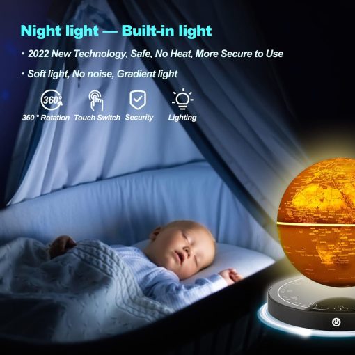 Globo Flotante, Globo Magnetico Levitante con Luz LED, Globo Geografico Giratorio de 360? para Decoracion de Hogar y Oficina, Regalo Tecnologico Genial para Ninos, Maestros, Esposo, Colega.. - Imagen 4