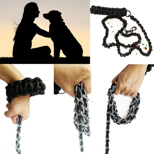 Correa Metalica para Perros con Collar de Entrenamiento Caminar Correas Pesadas Anti Mordida Cadena de Gancho para Perros Medianos y Grandes - Imagen 5