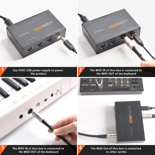 CAMOLA MIDI Thru 6 Box USB MIDI Interface 1-in 6-out MIDI Thru Box MIDI Splitter - Imagen 6