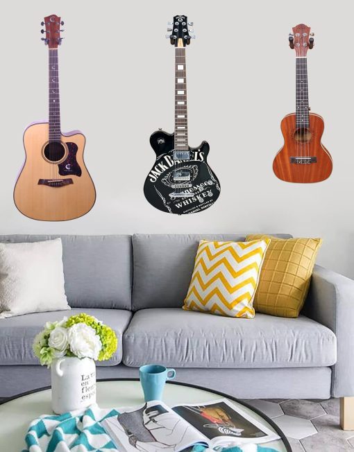 Paquete de 3 Soportes de Pared para Guitarra, Montaje de Pared para Guitarra y Ukulele, Ganchos de Pared para Guitarra, Soportes, Estuche, Soporte de Pared para Guitarra de Nuez Negra, para Guitarra Acustica, Electrica, Bajo, Banjo, Mandolina, Ukulele - Imagen 7