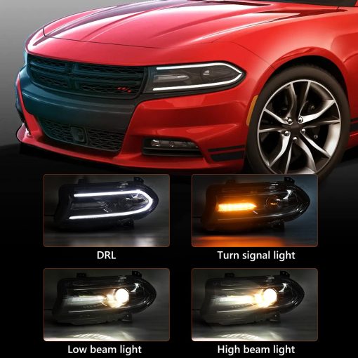 FIONE - Ensamblaje de Faros para Dodge Charger 2015-2021 Modelo Halogeno con DRL LED y Luces de Senal de Giro Lado Izquierdo 68214399AB 68214399AD 68214399AC CH2502271... - Imagen 2