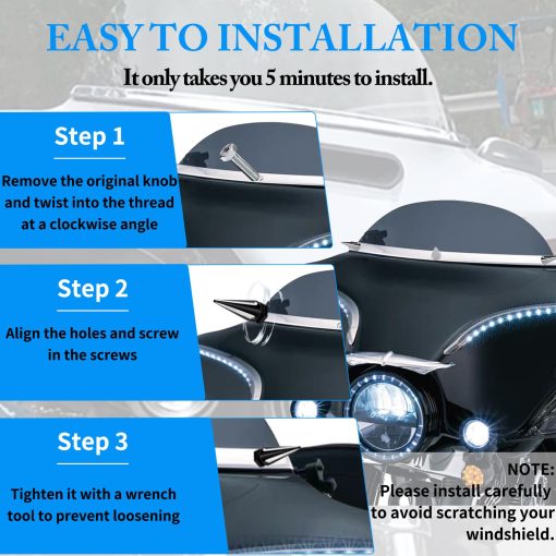 CWXEDN FLHX Street Glide Fairing Bolts Windshield Trim Spikes Screws Bolts Kit Compatible with 1996-2013 Harley Touring Ultra Limited Electra Glide Street Glide FLHX - Imagen 2