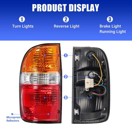 Ensamblaje de luz trasera GCGD con bombilla compatible con 2001 2002 2003 2004 Toyota Tacoma Luz trasera Rear Lamp Brake Lamp Set, Lado del pasajero y lado del conductor (Clasico) - Imagen 3