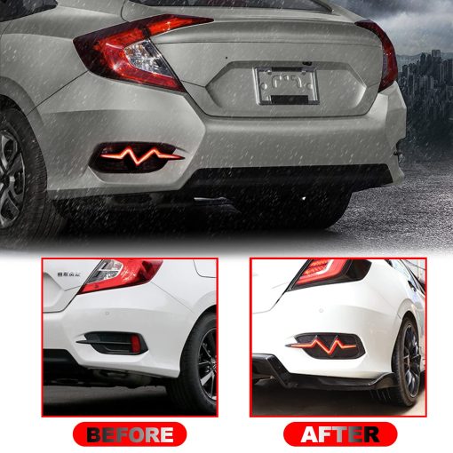 ATDK GROUP Luz Trasera LED Para Paragolpes Trasero de Honda Civic LX EX Touring Sedan 2016 2017 2018 2019 2020 2021 Luces de Freno y Niebla con Senal de Giro Dinamica Secuencial (Lente Negra) - Imagen 5