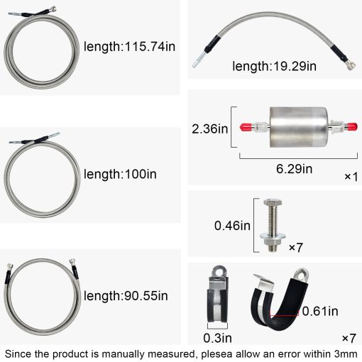 Kit de Lineas de Combustible MuHize 819-840 - Manguera de Combustible de Acero Inoxidable Trenzado Mejorada para Chevrolet Silverado y GMC Modelos 1999-2003 - Flexible OE# 15043857, 15765803 Duradero y Facil de Instalar - Imagen 3