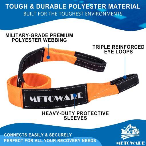 Kit de Recuperacion Todo Terreno METOWARE - Polea de Bloqueo para Cabrestante de 10 Toneladas, Correa de Salvamento de 3" x 8 pies y 2pk de Grilletes en D de 3/4" - Imagen 6