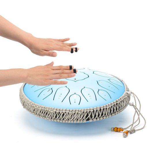 Tambor de Lengua de Acero Azul Cielo de 15 Notas de 14 Pulgadas Tambor Curativo de Amplio Rango de Acero con Bolsa de Transporte y Mazos - Imagen 4
