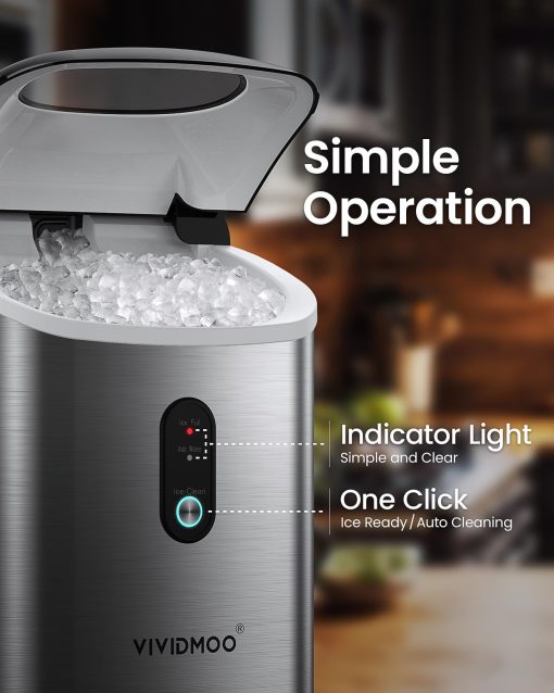 Maquina de Hielo para Hielo en Pepitas en la Encimera, 33 Lbs/Dia Maquina de Hielo Sonic, Maquina de Hielo en la Encimera con Hielo Masticable Amigable con los Dientes, Maquina de Hielo con Funcion de Autolimpieza - Imagen 6