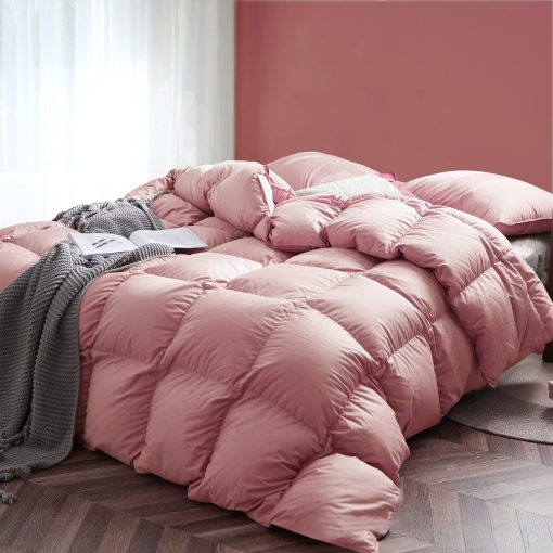 Edredon de Pluma de Pato zZFocus Tamaño Individual, Todo Temporada, Duvet de Lujo con Relleno de Pluma y Plumon, Inserto de Edredon Calido, Tela Mezclada de Algodon, 800TC, 600 Fill Power, Peso de Relleno de 35 oz, Rosa, Tamaño Individual 68x90''
