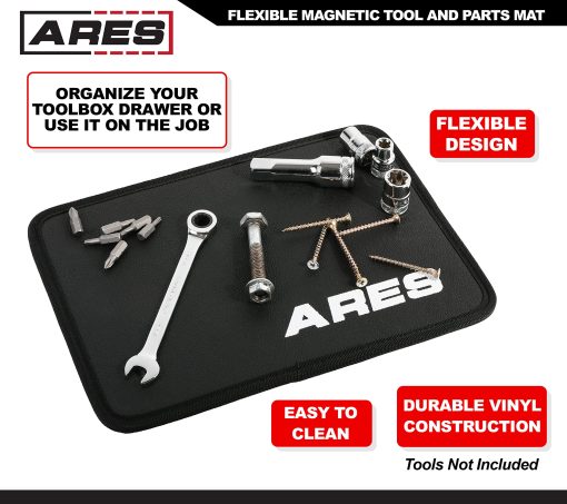 ARES 60033 - Tapete Magnetico Flexible para Herramientas y Piezas - Perfil Delgado Perfecto para Cajones de Caja de Herramientas - Soporte de Herramientas se Adapta a Paneles de Cuerpo - Las Herramientas Permanecen Vertical, Horizontal y Boca Abajo - Imagen 3