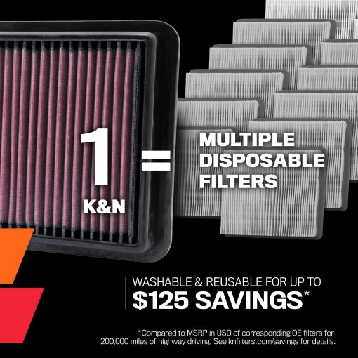 Filtro de Aire de Motor K&N: Aumenta la Potencia y Remolque, Lavable, Premium, Filtro de Aire de Repuesto: Compatible con NISSAN Titan 2017-2019 V8 5.6L, 33-5062 - Imagen 6