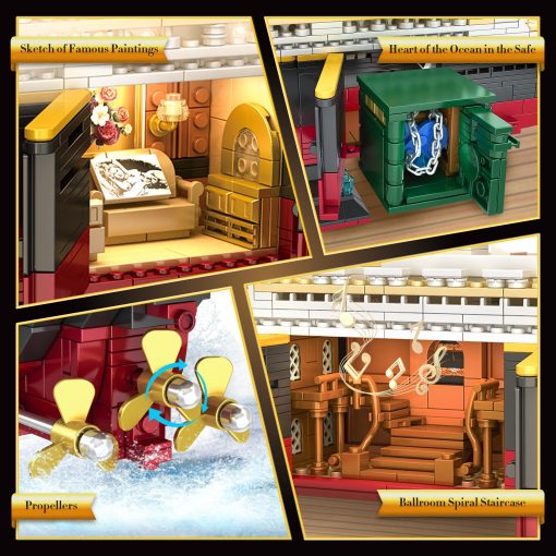 Set de Bloques de Construccion de Titanic LeBrickCrt, 2288 Piezas Modelo de Barco Grande con Tira de Luces, Glaciar, Regalo Ideal para Adultos y Ninos - Imagen 4