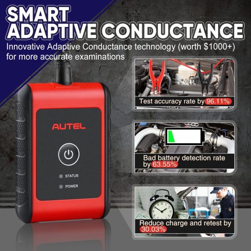 Probador de Bateria Autel MaxiBAS BT508, Actualizado de BT506, Probador de Carga de 6V 12V 100-2000 CCA, Analizador de Bateria de Automovil de Carga de Arranque, Conductancia Adaptativa (Valorado en $1000), Herramienta de Diagnostico de Todos los Sistemas - Imagen 4