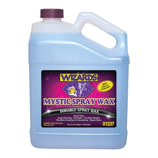 Wizards Mystic Spray Wax - Suministros rapidos para el detallado de autos - Cera de coche hidrofobica de polimero nano - Cera no tradicional para kit de cera de coche - Con fragancia agradable - 1 galon