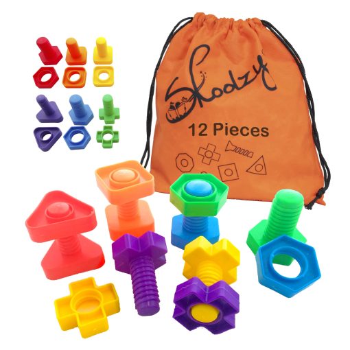 Set de 24 piezas de Tuercas y Tornillos de Plastico Skoolzy - 6 paquetes - Juguetes de Ingenieria para Niños - Juguetes de Tornillos para Niños con libro electronico - Imagen 2