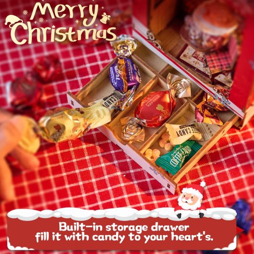 Kit de Libreria DIY Canciones de la Noche Nevada | Luz Tactil, Kit de Miniatura de Estante de Libros de la Serie de Navidad, Rompecabezas de Madera 3D para Decoracion de Estantes - Imagen 4