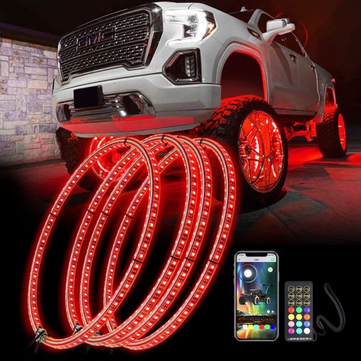 Kit de Luz de Anillo de Rueda Doble de 17 pulgadas Beatto con Funcion de Senal de Giro y Frenado Controlado por Control Remoto y App Simultaneamente con Funcion de Bloqueo