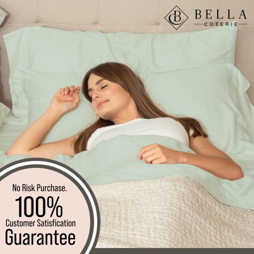 Juego de sabanas de lujo Bella Coterie Cal King de bambu | Crecimiento organico | Ultra suave | Refrigerante para aquellos que duermen calientes | Bolsillo profundo de 18" | Viscosa de bambu [Mar de Cristal] - Imagen 5