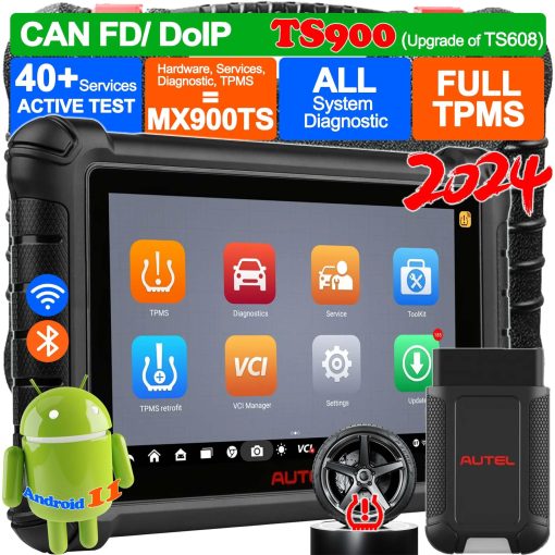 Autel Scanner MaxiTPMS TS900, Herramienta de Programacion de TPMS mas Nueva de 2024, Actualizacion de TS608, TPMS Completo, Diagnostico de Todos los Sistemas, 40+ Servicios, Prueba Activa, Programacion/Reaprendizaje de Sensores, Mejor que TS408 TS508 MX808 MK808