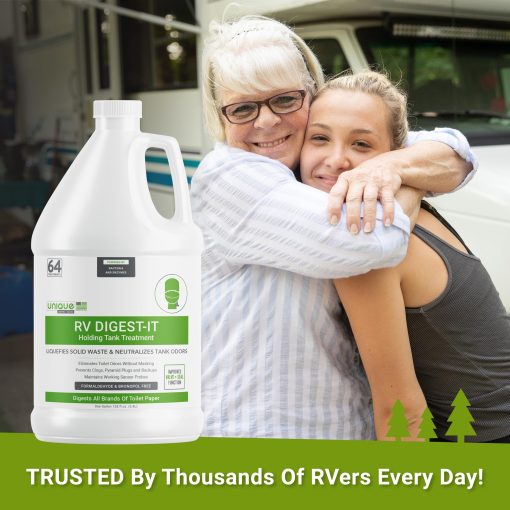 Unique RV Digest-It Classic, Tratamiento para Tanques Negros de RV - Tratamiento Concentrado liquido para Inodoro RV - Elimina Olores, Liquifica Residuos, Previene la Lectura Incorrecta del Sensor, Cumple con normativas de California (128 oz.) - Imagen 8