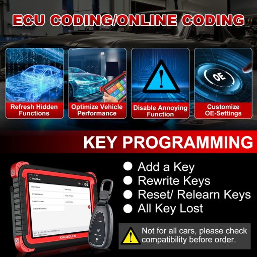 Escaner OBD2 KINGBOLEN K8, 2024 Herramienta de Escaneo Bidireccional 34+Reset, Codificacion ECU, Programa de Llaves, Funcion Guiada, Escaner de Diagnostico de Automoviles con Todos los Sistemas con 2 Años de Actualizaciones Gratuitas, Prueba Activa, AUTOAUTH de FCA - Imagen 4
