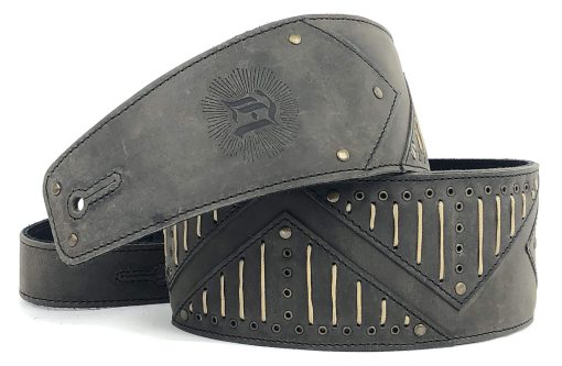 Correa de guitarra de cuero Anthology Gear Burnside 3" - Acolchada de cuero de grano completo con remaches y cuerda para guitarras electricas y bajos