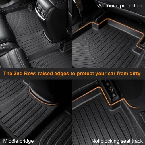 Juego de alfombrillas para piso de coche todo clima y protector de carga para 2023 2024 Kia Niro Plug-in Hybrid (PHEV), Juego de alfombrillas para la fila delantera, 2da fila y para la carga para Kia NIRO Plug-in Hy TPE Liners de goma Accesorios Alfombrilla para el maletero de Binmotor - Imagen 6