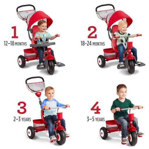 Radio Flyer Ultimate All-Terrain Stroll 'N Trike, Triciclo para ninos y bebes, Bicicleta para ninos de color rojo, Para edades de 9 meses a 5 anos, Llantas de aire - Imagen 2