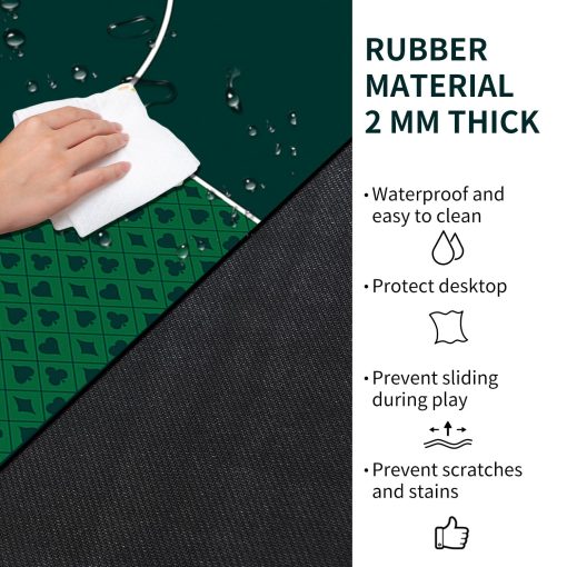 Tapete de poker cuadrado plegable de 24/31/39/47/55/63 pulgadas para 6 jugadores, diseno portatil anti-deslizante de mesa de juego de tablero de cartas de Texas Hold'em para juegos familiares, casino, fiesta - Imagen 4