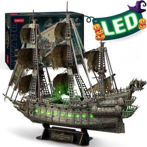 Rompecabezas 3D CubicFun para Adultos - Puzzle 3D LED Flying Dutchman, 360 piezas - Decoracion de Escritorio para Casa y Oficina - Regalos para Mudanza/Nueva Casa/Navidad/Profesores