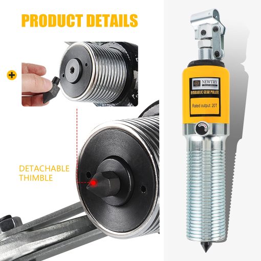 Kit Extractor de Engranajes Hidraulico de 5 Toneladas NEWTRY, Separador de Cojinetes de Rueda, Extractor de 3 Mordazas, Vertical y Horizontal, con Maletin, Reparacion Mecanica Resistente - Imagen 5