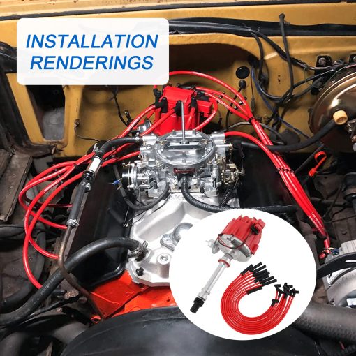 JDMSPEED Nuevo Distribuidor HEI con Cables de Bujia Kit de Encendido de Repuesto para Chevy SBC 350 BBC 454, Silicona - Imagen 4