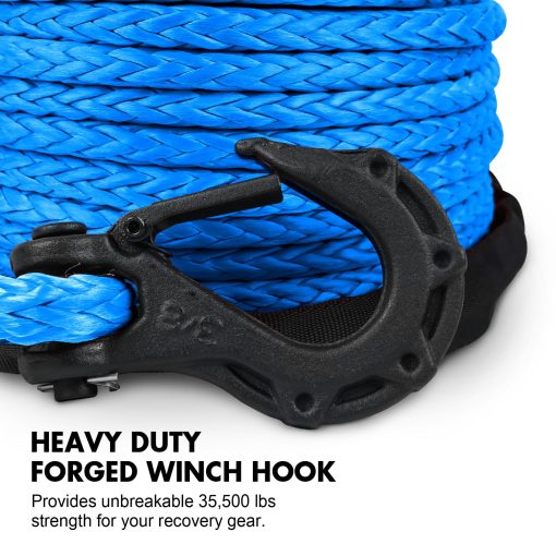 Cuerda de Malacate Sintetica ZESUPER 3/8" x 100ft Dyneema 12 Strand Cable de Malacate de Remolque de Coche Kit de Recuperacion todoterreno Linea de Malacate de reemplazo 26,500 lbs para Vehiculo 4WD Todo Terreno Camion SUV Jeep - Imagen 4