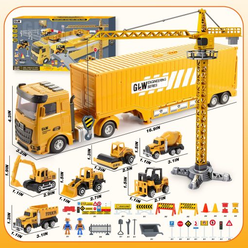 Juguetes de Construccion para Ninos y Ninas de 3-7 Anos Conjunto de Juguetes de Camiones de Construccion Juegos de Juguetes de Construccion - Grua Excavadora Volquetes, Juguetes de Vehiculos de Construccion para Ninos de 3 4 5 6 7 8 Anos Regalos para Ninos - Imagen 5
