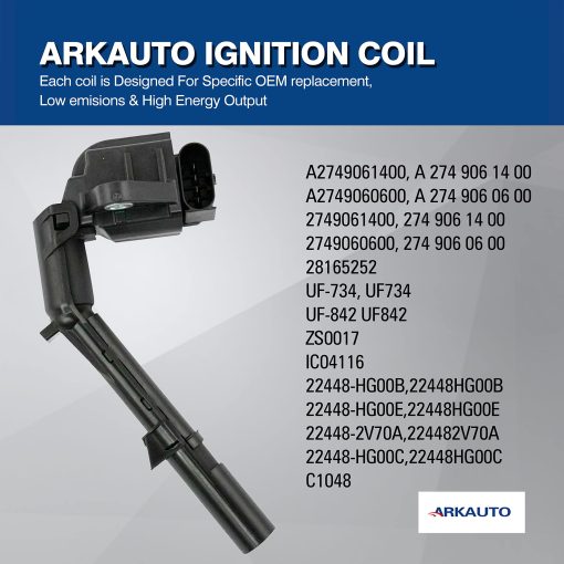 Conjunto de 4 bobinas de encendido ARKAUTO UF734 ARK-IG734 A2749061400 A2749060600 para Infiniti Mercedes Benz C300 C350e CLA250 E300 GLA250 GLC300 GLC350e Metris SLC300 SLK300 Sprinter 2500 2.0T M274 W203 W205 W213 - Imagen 4
