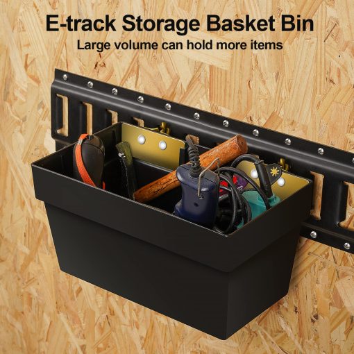 Cesta de Almacenamiento para E-Track Onesnt Pack de 2 | Caja E-track para Organizador de Herramientas - Accesorios E-Track para Remolque Cerrado, Taller y Garaje - Organizador de almacenamiento e track - Imagen 3