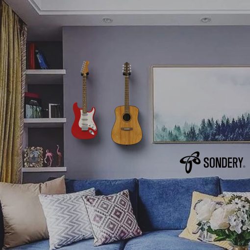 Colgador de Guitarra de Pared Sondery, Con Bloqueo Automatico y Gancho Ajustable para Guitarra Acustica y Electrica, Ukulele, Bajo, Banjo y Mandolina, NO para Acabado de Nitro - Imagen 8