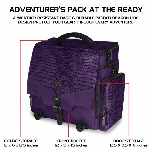 Bolsa de Viaje ENHANCE para Edicion Coleccionista de DND, Bolsa Compatible con Dungeons and Dragons, Soporte para Tapete de Batalla, Bolsillos para Dados y Accesorios, Capacidad para 4-8 Libros (Dragon Purpura) - Imagen 2