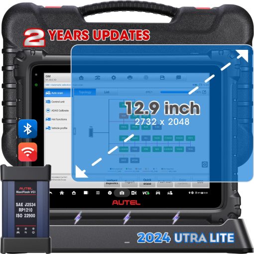 Escaner Autel MaxiCom Ultra Lite: Actualizacion Gratuita de 2 Anos, Herramienta de Diagnostico OBD2 2024 Inteligente con 40+ Servicios, Consejos de Reparacion, Actualizado de MS919/MS909/Elite II, Igual que MaxiSys MSUltra