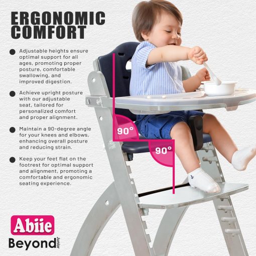 Silla alta convertible de madera Abiie Beyond Junior para bebes y ninos pequenos. Silla alta ajustable 3 en 1 con bandeja desmontable, facil de limpiar, portatil. De 6 meses hasta 250 libras. Madera caoba / Cojin oliva - Imagen 5