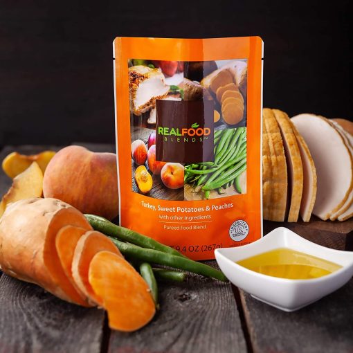 Real Food Blends - Pavo, Camotes y Duraznos - Comidas para Personas con Tubos de Alimentacion - Bolsa de 9.4 Oz (Paquete de 12) - Imagen 2