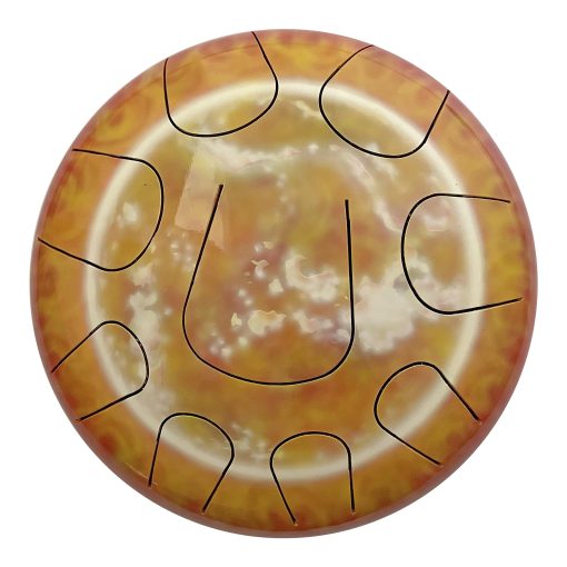 Red Sun Designer Steel Tongue Drum 10" - 7 afinaciones para elegir - Bolsa y Palillos Gratuitos (C Mayor (8 tono) SD10R3)